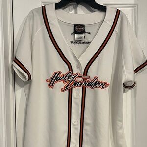 Harley-Davidson White Jersey with Black and Orange Trim Size 1X